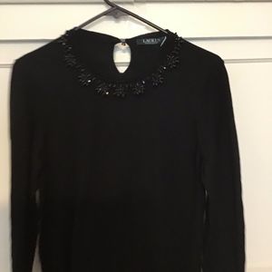 Ralph Lauren Womens Jewel-Neck Knit Sweater